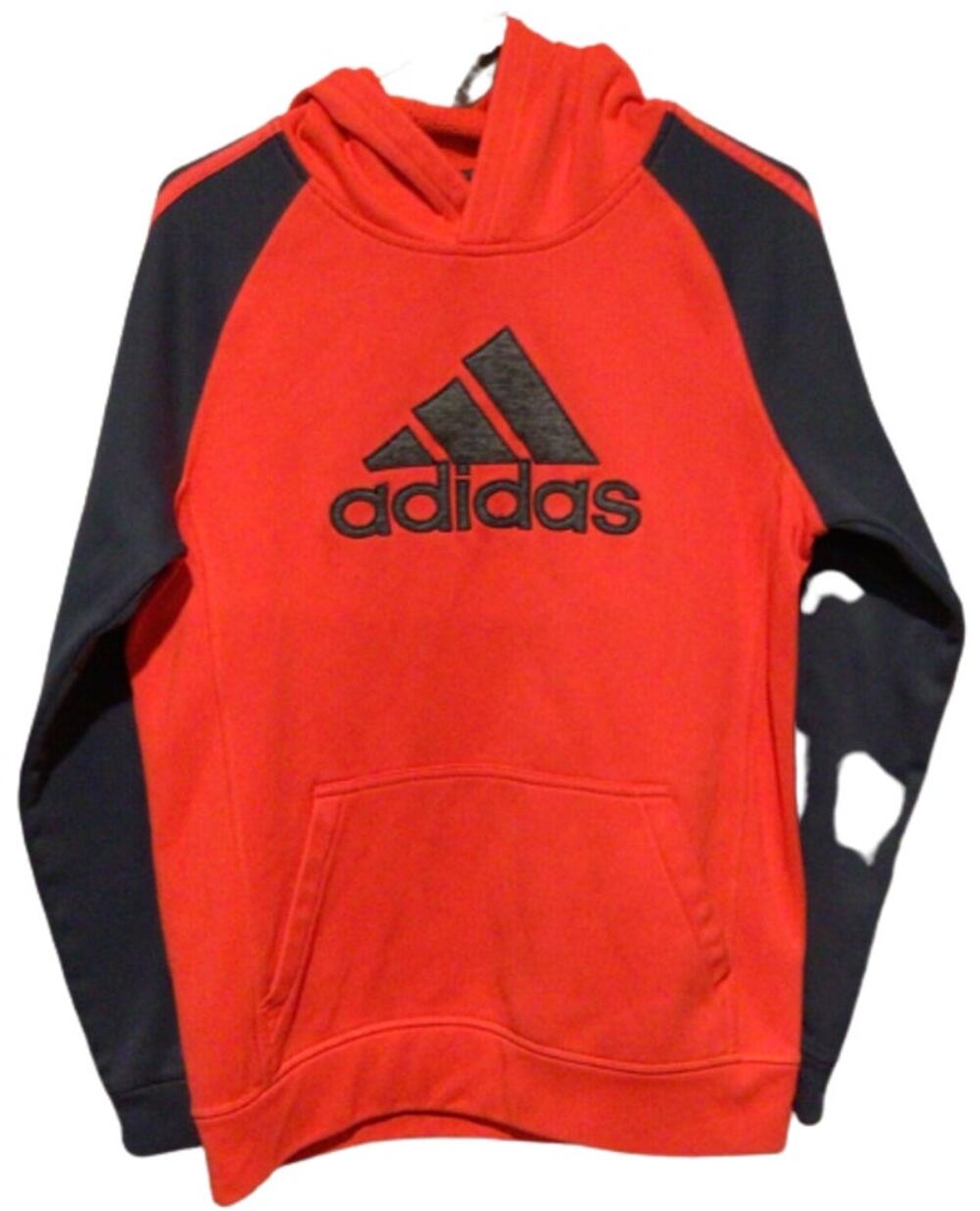 Adidas Climawarm Pullover Hoodie Sweatshirt Orange Gray Logo Men's XL